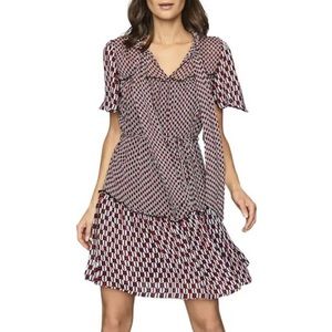 Reiss Manuella Geo Flippy Day Short Sleeve Dress In Red